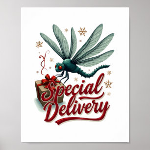 Present Delivery Dragonfly Poster