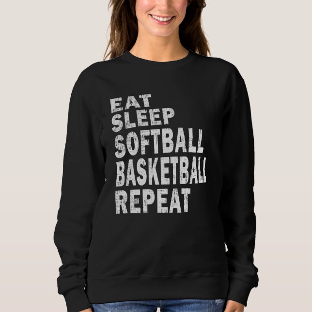 Present Eat Sleep Softball Basketball Repeat Boys Sweatshirt (Front)
