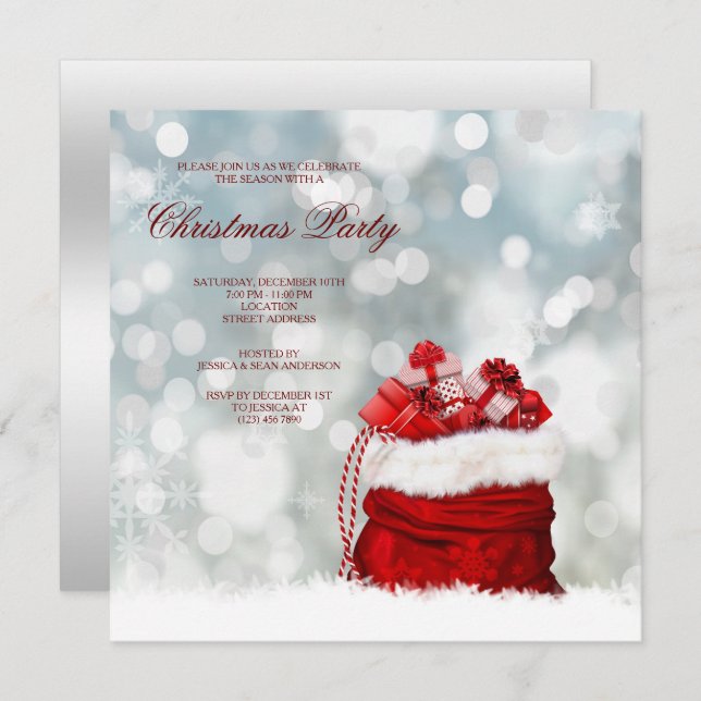 Present Filled Santa Sack Christmas Invitation (Front/Back)