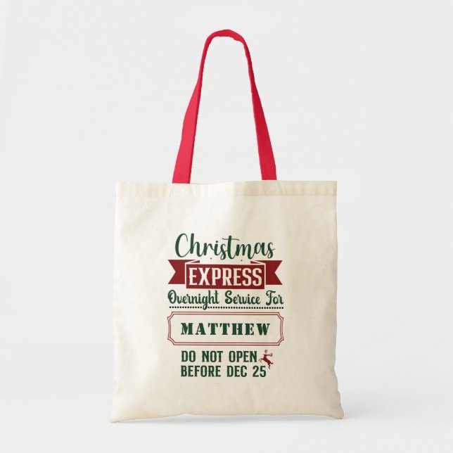Present From Santa Personalized Christmas Gift Tote Bag (Front)