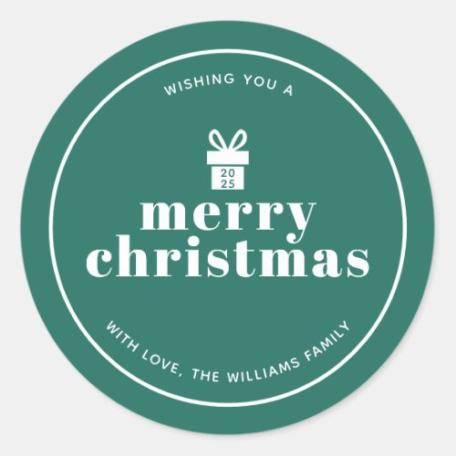 Present With A Bow Christmas Custom Classic Round Sticker