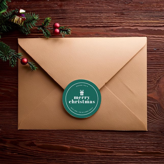 Present With A Bow Christmas Custom Classic Round Sticker (Creator Uploaded)