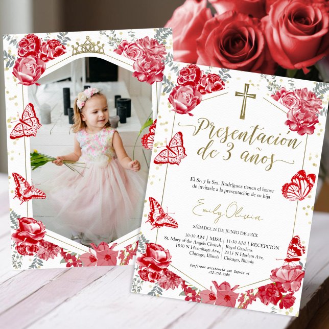 Presentación 3 años Photo Invitation Butterfly (Creator Uploaded)