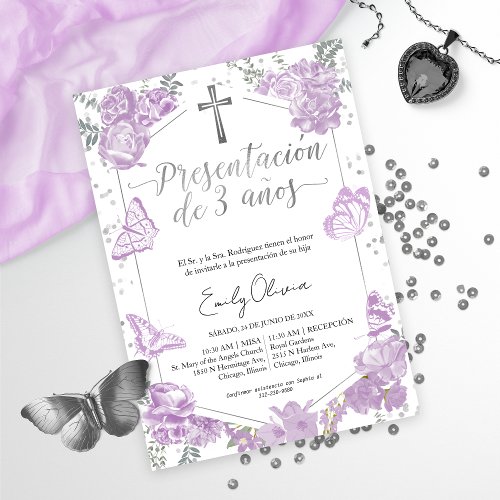 Presentacin 3 aos Spanish Invitation Butterfly