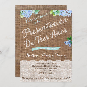 Presentación de Tres Años, de niño Invitation