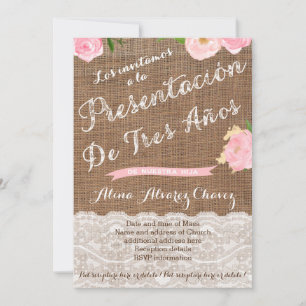 Presentación de Tres años, invitación presentacion Invitation