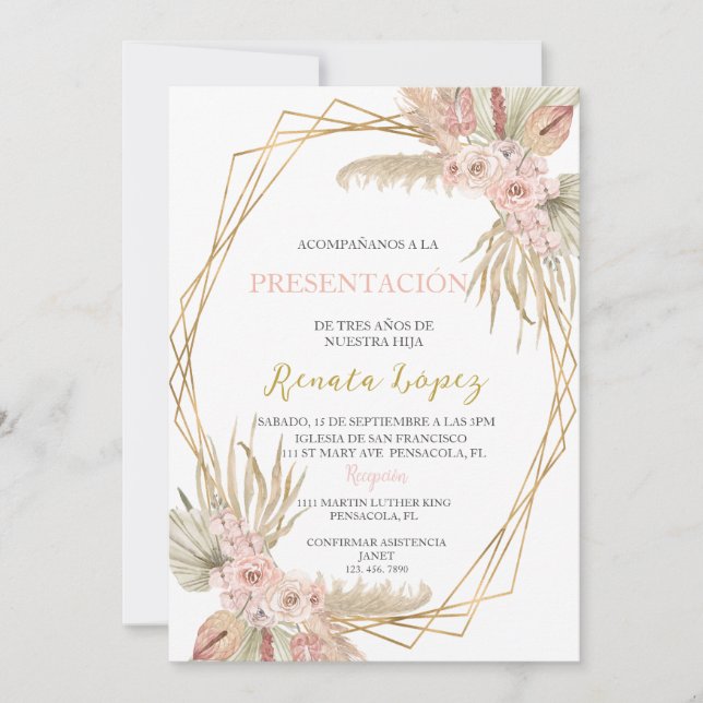 Presentacion de tres anos  invitation (Front)