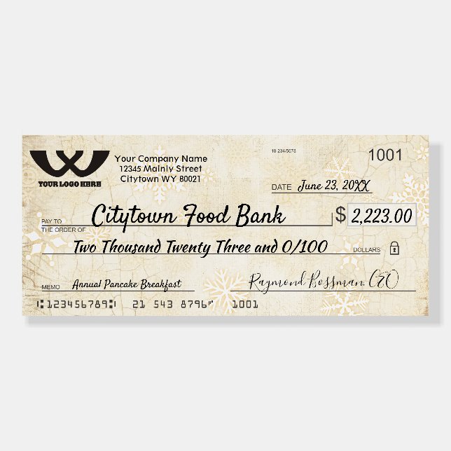 Presentation giant charity bonus check Christmas Foam Board (Front)