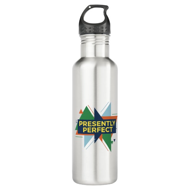 Presently Perfect Abstract Modern  Design Stainless Steel Water Bottle (Front)