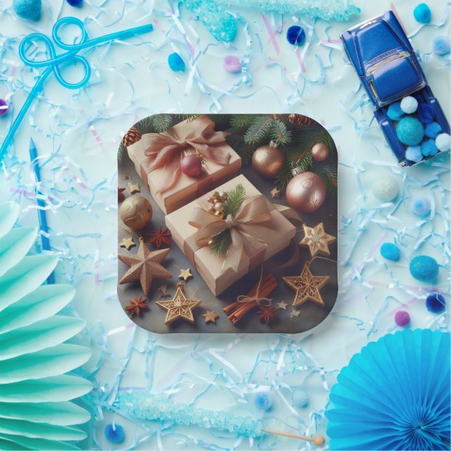 Presents and Christmas ornaments Paper Plates (Party)
