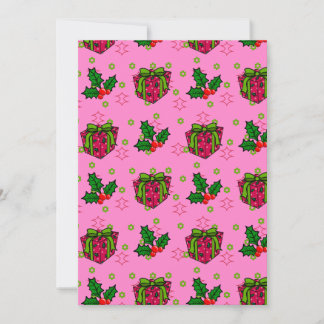 Presents and Holly_pink Holiday Card