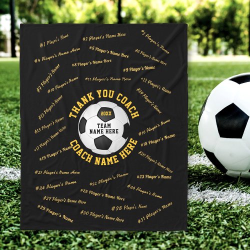Presents for Soccer Coaches ALL Players Names Fleece Blanket