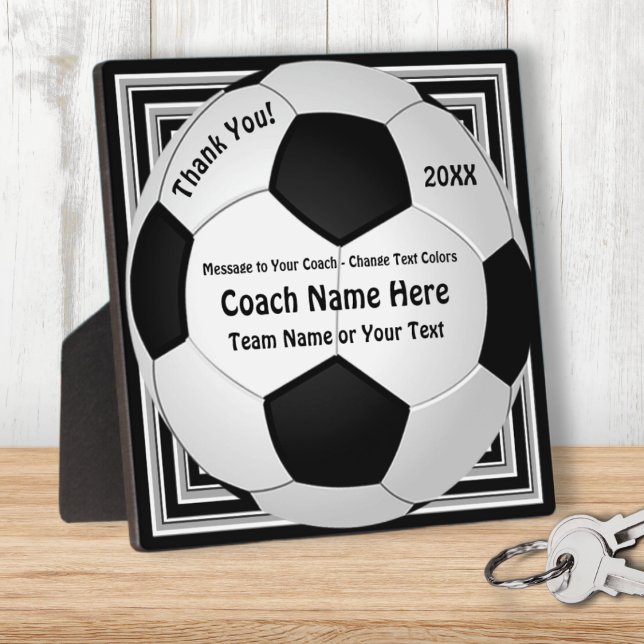 Presents for Soccer Coaches, Personalized Plaque (Soccer coach present ideas. Personalized Soccer Coach Gifts. Personalised football coach gifts. )