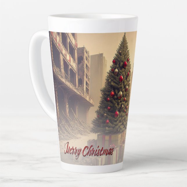 Presents Under a Tree in a Toxic Apocalyptic World Latte Mug (Left Angle)