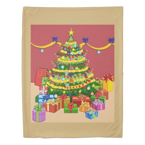 Presents under Christmas Tree Reversible Duvet Cover