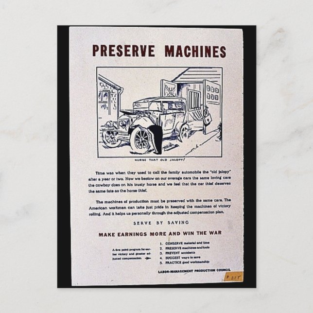 Preserve Machines Postcard (Front)
