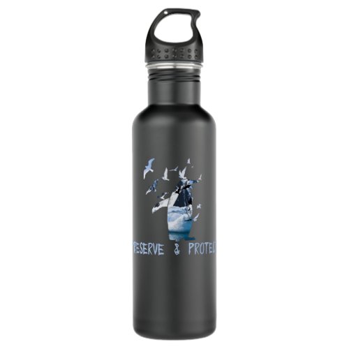 Preserve  Protect Climate Change Penguin Stainless Steel Water Bottle