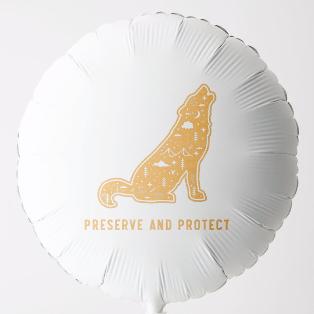 Preserve & Protect Forest Mountain Wolf Balloon (Front)