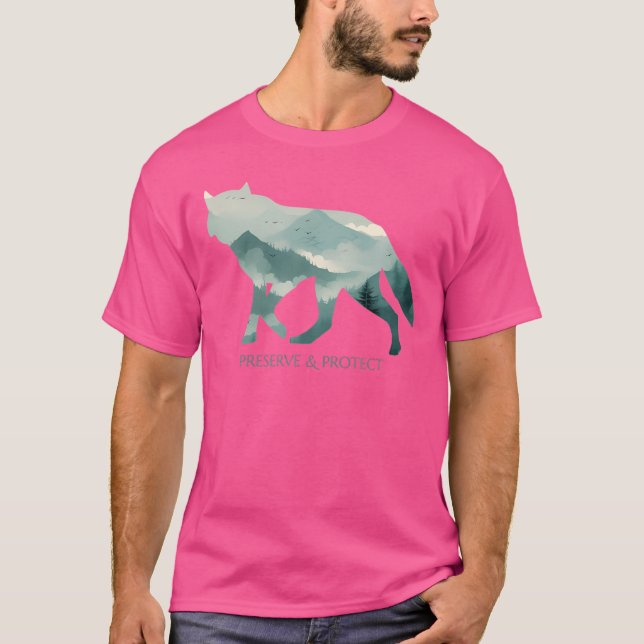 Preserve Protect National Park Wildlife Wolf T-Shirt (Front)