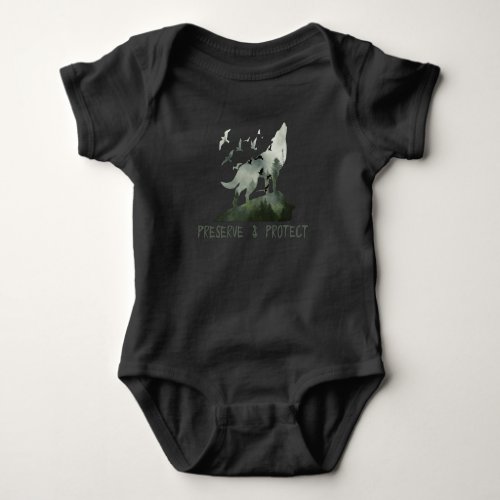 Preserve  Protect National Park Wolf Baby Bodysuit