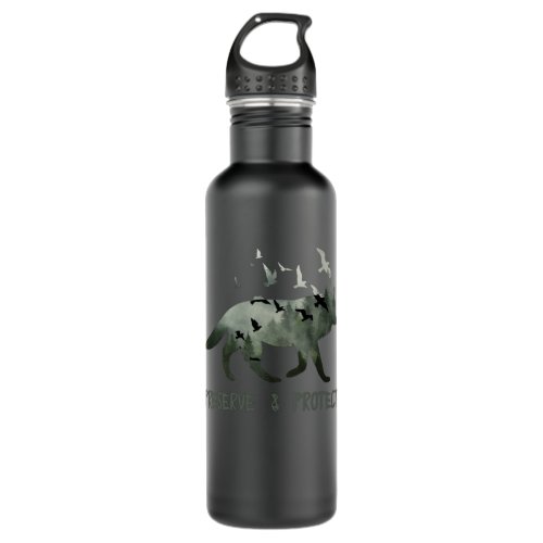 Preserve  Protect National Park Wolf Stainless Steel Water Bottle