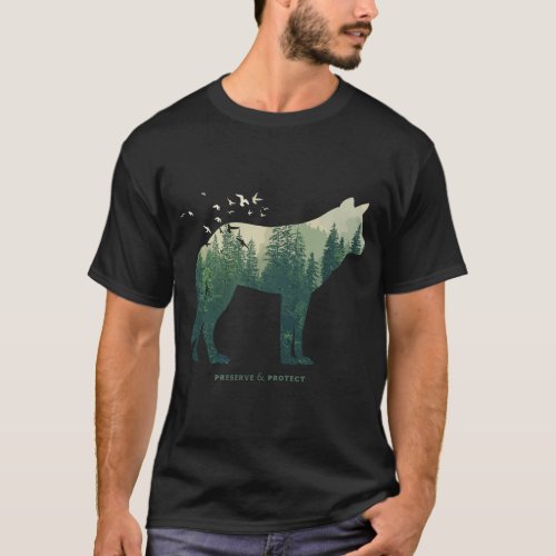Preserve  Protect Vintage National Park Wolf Gift T_Shirt