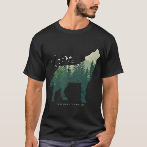 Preserve  Protect Vintage National Park Wolf Gift T_Shirt