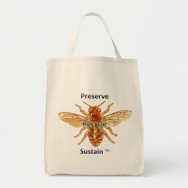 Preserve, recycle, sustain wine tote bag (Front)