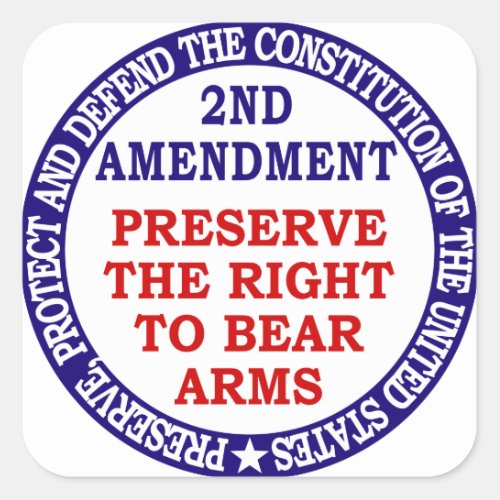 Preserve The Right to Bear Arms  2nd Amendment  Square Sticker