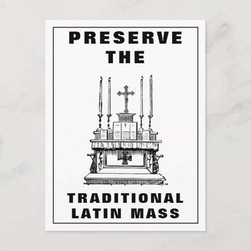  Preserve Traditional Catholic Latin Mass Altar  Postcard