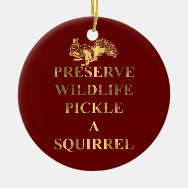 Preserve wildlife pickle a squirrel ceramic ornament (Front)