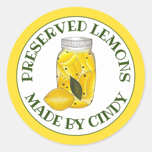 Preserved Lemons Citrus Fruit Home Canning Made By Classic Round Sticker