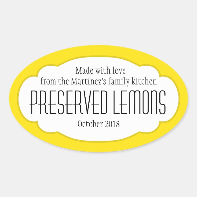 Preserved lemons oval food label sticker (Front)