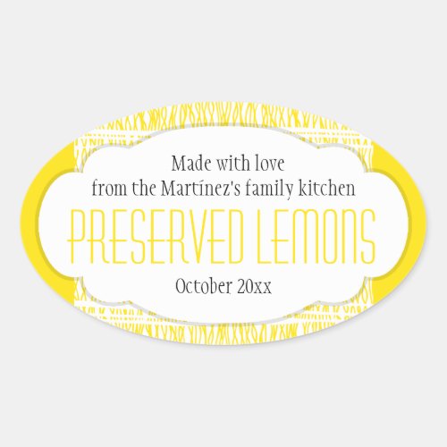 Preserved lemons oval food label sticker