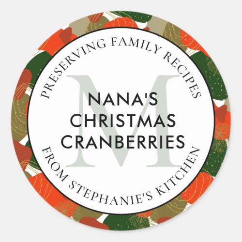 Preserving Family Recipes Abstract Christmas Classic Round Sticker