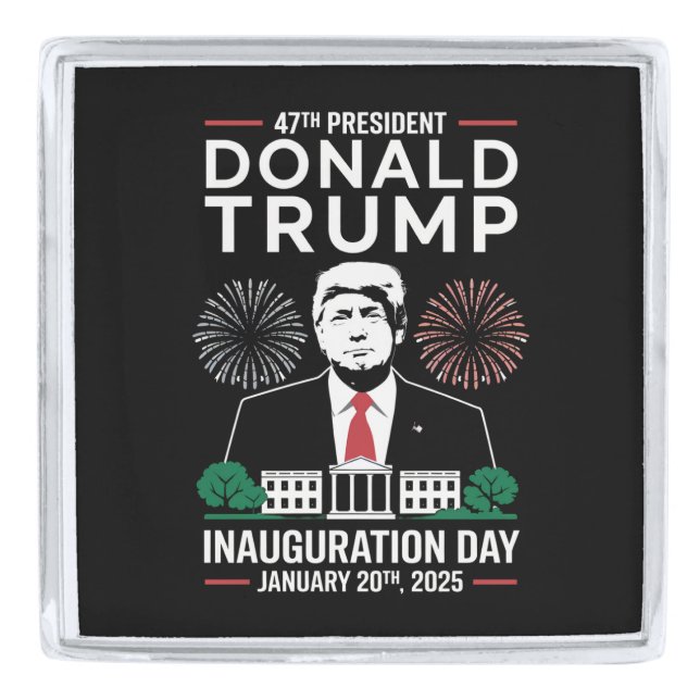 President 47 D J Trump Inauguration Day Jan 2025 Silver Finish Lapel Pin (Front)