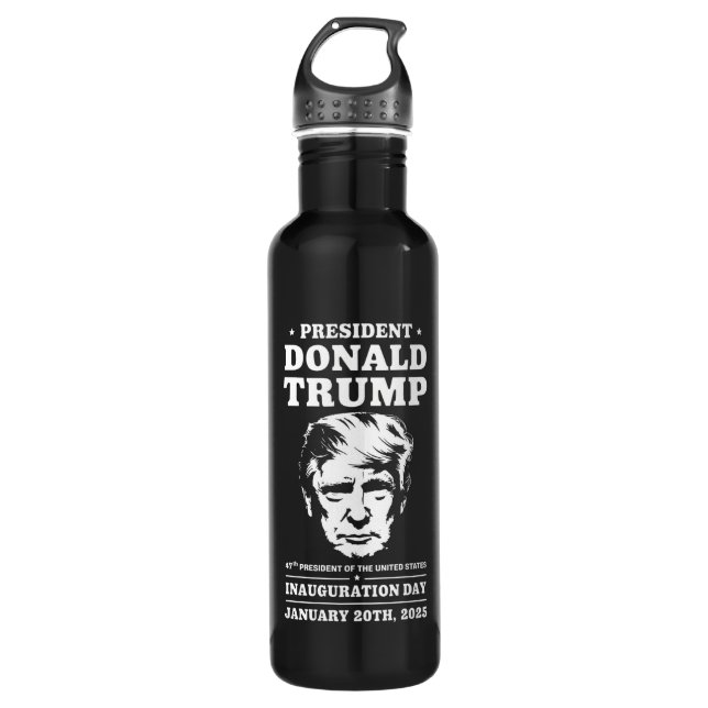 President 47 D J Trump Inauguration Day Jan 2025 Stainless Steel Water Bottle (Front)