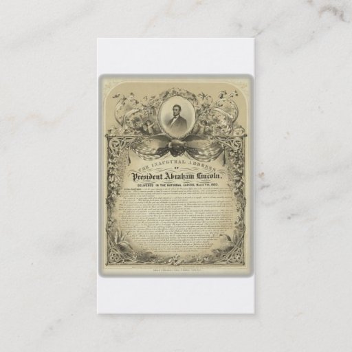 Customizable President abe lincoln inaugural address business card