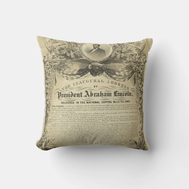 President abe lincoln inaugural address throw pillow (Front)
