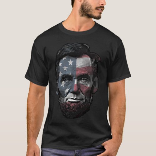 President Abraham Abe Lincoln USA Flag Overlay T_Shirt