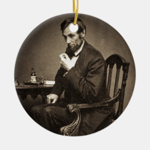 PRESIDENT ABRAHAM LINCOLN 1862 STEREOVIEW CERAMIC ORNAMENT