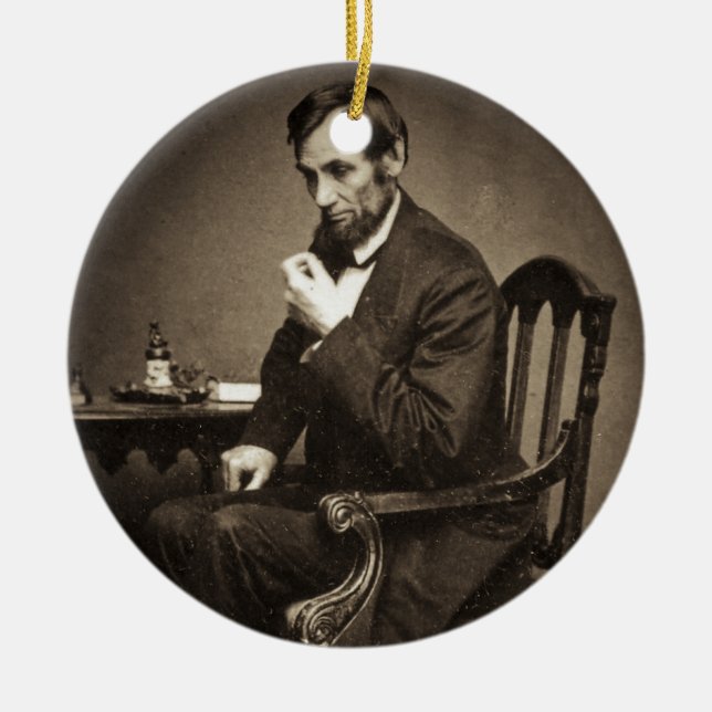 PRESIDENT ABRAHAM LINCOLN 1862 STEREOVIEW CERAMIC ORNAMENT (Front)