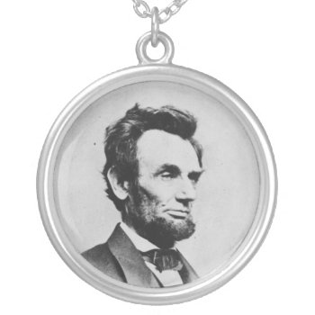 President Abraham Lincoln By Mathew B. Brady Silver Plated Necklace by allphotos at Zazzle