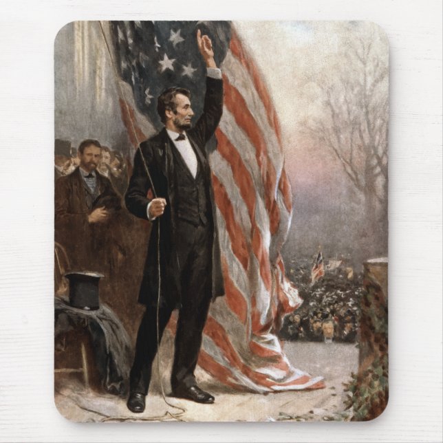 President Abraham Lincoln Giving A Speech Mouse Pad (Front)