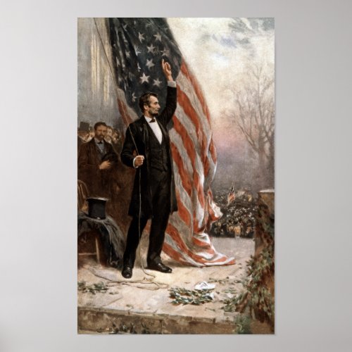 President Abraham Lincoln Giving A Speech Poster