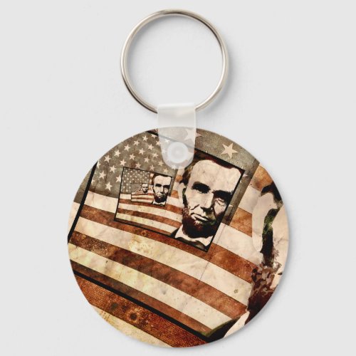 President Abraham Lincoln Patriotic Flag Keychain