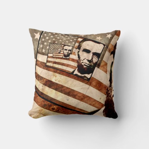 President Abraham Lincoln Patriotic Flag Throw Pillow