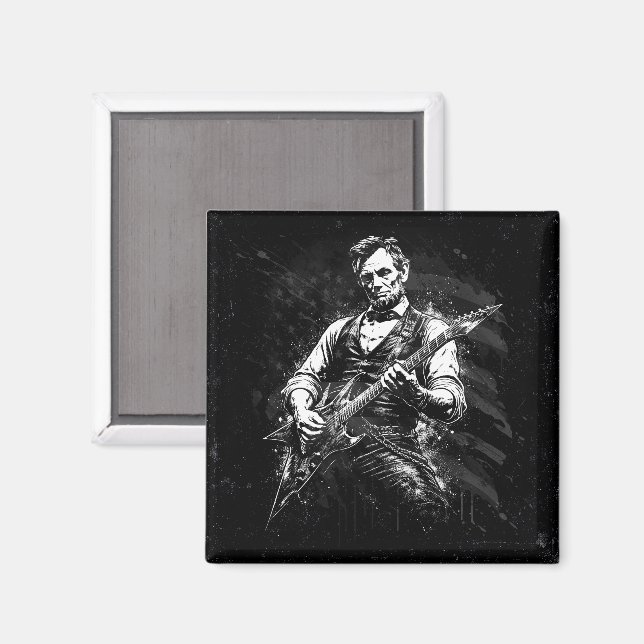 President Abraham Lincoln Playing Guitar Magnet (Front/Back)