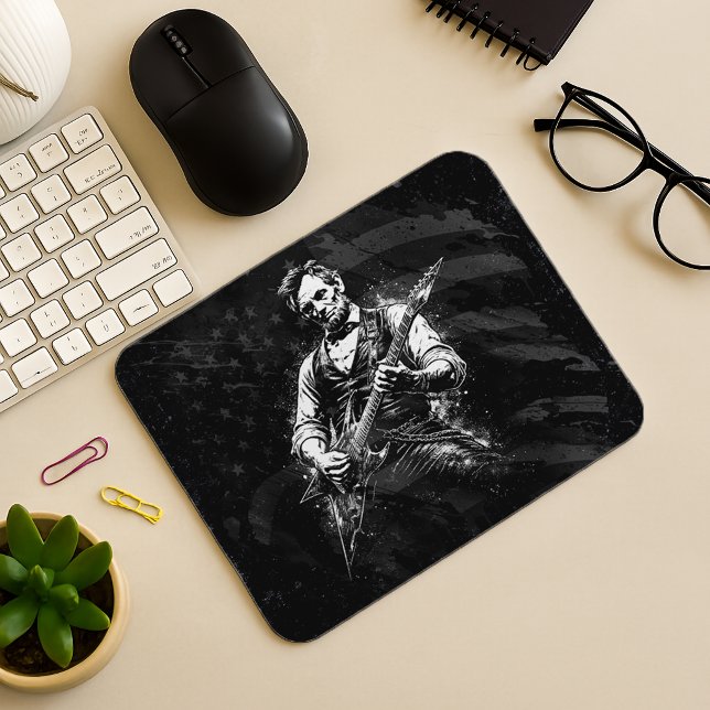 President Abraham Lincoln Playing Guitar Mouse Pad (Creator Uploaded)