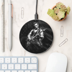 President Abraham Lincoln Playing Guitar Wireless Charger